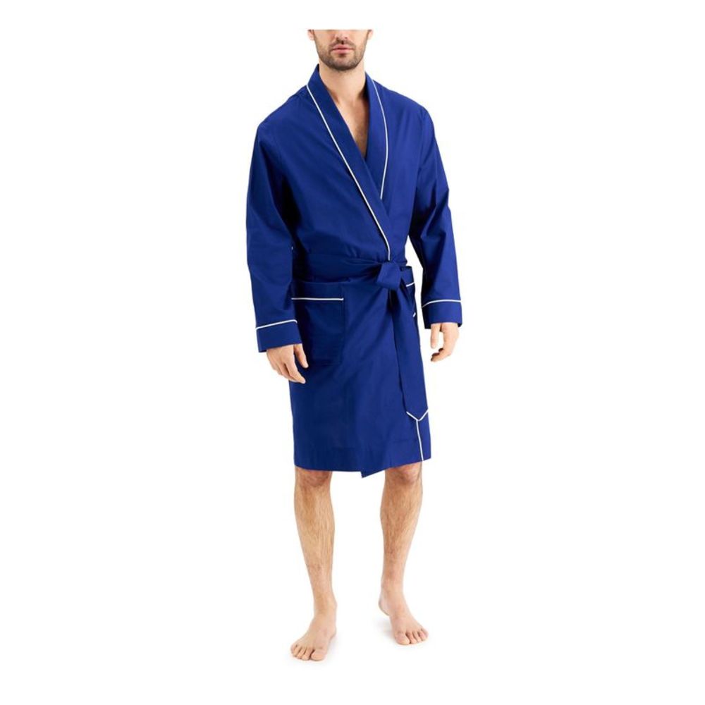 CLUBROOM Intimates Navy Woven Pocketed Robe ONE SIZE